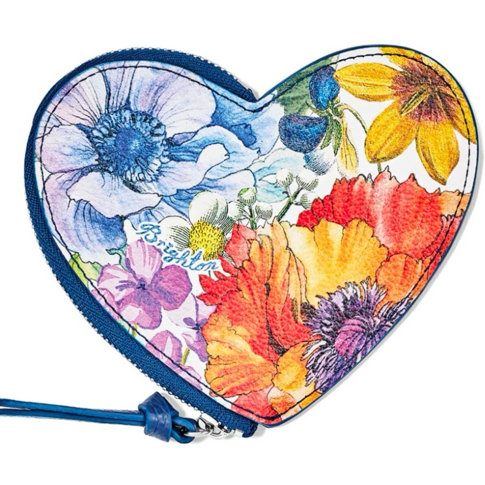 Brighton Heart-Shaped Floral leather Zip Wallet from the Blossom Hill Collection